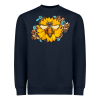 Navy bee sunflower leopard Heavyweight Sweatshirt - Jasminsmagicworld