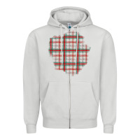 Dove Grey Christmas Tartan Patch Zipper Hoodie - BundleAndBundleShop
