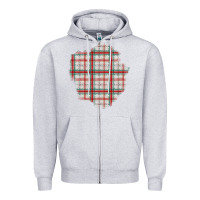 Heather Grey Christmas Tartan Patch Zipper Hoodie - BundleAndBundleShop