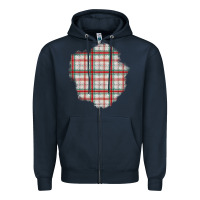 Navy Christmas Tartan Patch Zipper Hoodie - BundleAndBundleShop
