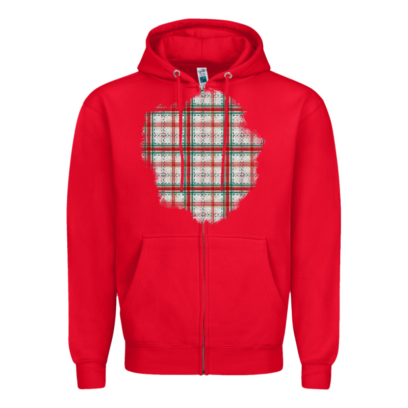 Christmas Tartan Patch Zipper Hoodie by BundleAndBundleShop | Teevron
