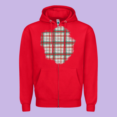 Christmas Tartan Patch Zipper Hoodie Designed By Bundleandbundleshop