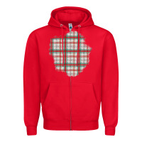 Red Christmas Tartan Patch Zipper Hoodie - BundleAndBundleShop