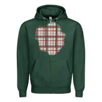 Sports Green Christmas Tartan Patch Zipper Hoodie - BundleAndBundleShop