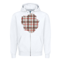 White Christmas Tartan Patch Zipper Hoodie - BundleAndBundleShop