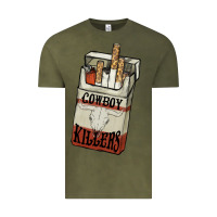 Vintage Olive cowboy killers cigarette package Vintage Tee - NancyCooperArtShop
