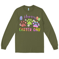 Army Green happy easter day paws Long Sleeve Tee - MaliasSmallBusiness