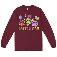 Burgundy happy easter day paws Long Sleeve Tee - MaliasSmallBusiness