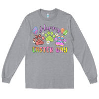 Heather Grey happy easter day paws Long Sleeve Tee - MaliasSmallBusiness