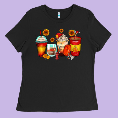 Firefighter Coffee Cups Ladies Tee Designed By Zillion Design Studio