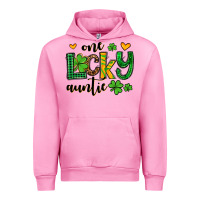 Fuchsia Pink One lucky auntie St. Patrick's Urban Hoodie - OliviaCreatesArt