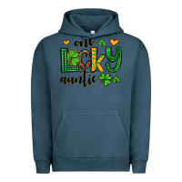 Pigment Midnight Navy One lucky auntie St. Patrick's Urban Hoodie - OliviaCreatesArt