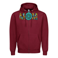 Burgundy Western Mom With Turquoise Gemstone Zipper Hoodie - BundleAndBundleShop