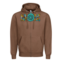 Chestnut Western Mom With Turquoise Gemstone Zipper Hoodie - BundleAndBundleShop