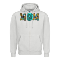 Dove Grey Western Mom With Turquoise Gemstone Zipper Hoodie - BundleAndBundleShop