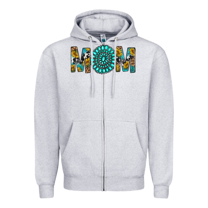 Western Mom With Turquoise Gemstone Zipper Hoodie by BundleAndBundleShop | Teevron