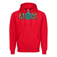 Red Western Mom With Turquoise Gemstone Zipper Hoodie - BundleAndBundleShop