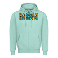 Seafoam Western Mom With Turquoise Gemstone Zipper Hoodie - BundleAndBundleShop