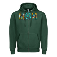 Sports Green Western Mom With Turquoise Gemstone Zipper Hoodie - BundleAndBundleShop