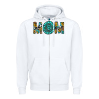 White Western Mom With Turquoise Gemstone Zipper Hoodie - BundleAndBundleShop