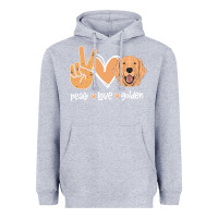 Heather Grey Peace Love Golden Heavyweight Hoodie - Bettercallsaul