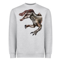 Heather Grey Spinosaurus Face Heavyweight Sweatshirt - LillyAllenDesigns