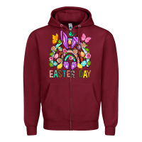 Burgundy Easter Day Rainbow Zipper Hoodie - BundleAndBundleShop