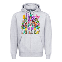 Heather Grey Easter Day Rainbow Zipper Hoodie - BundleAndBundleShop