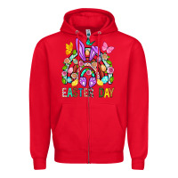 Red Easter Day Rainbow Zipper Hoodie - BundleAndBundleShop