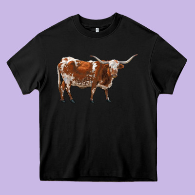 Longhorn Heavy Core Tee Designed By Ranaportraitstore
