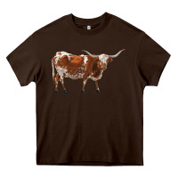 Chocolate Brown longhorn Heavy Core Tee - RanaPortraitStore