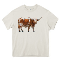 Cream longhorn Heavy Core Tee - RanaPortraitStore