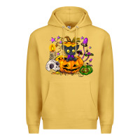 Antique Gold Black cat pumpkin Premium Hoodie - NancyCooperArtShop