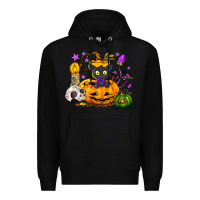 Black Black cat pumpkin Premium Hoodie - NancyCooperArtShop