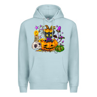 Blue Mist Black cat pumpkin Premium Hoodie - NancyCooperArtShop