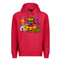 Cardinal Black cat pumpkin Premium Hoodie - NancyCooperArtShop