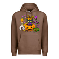 Chestnut Black cat pumpkin Premium Hoodie - NancyCooperArtShop