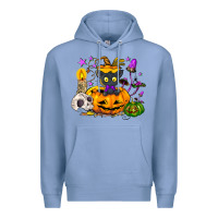 Colony Blue Black cat pumpkin Premium Hoodie - NancyCooperArtShop