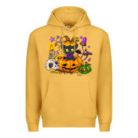 Mustard Black cat pumpkin Premium Hoodie - NancyCooperArtShop