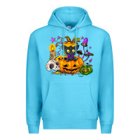 Ocean Blue Black cat pumpkin Premium Hoodie - NancyCooperArtShop