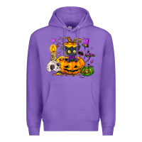Purple Black cat pumpkin Premium Hoodie - NancyCooperArtShop