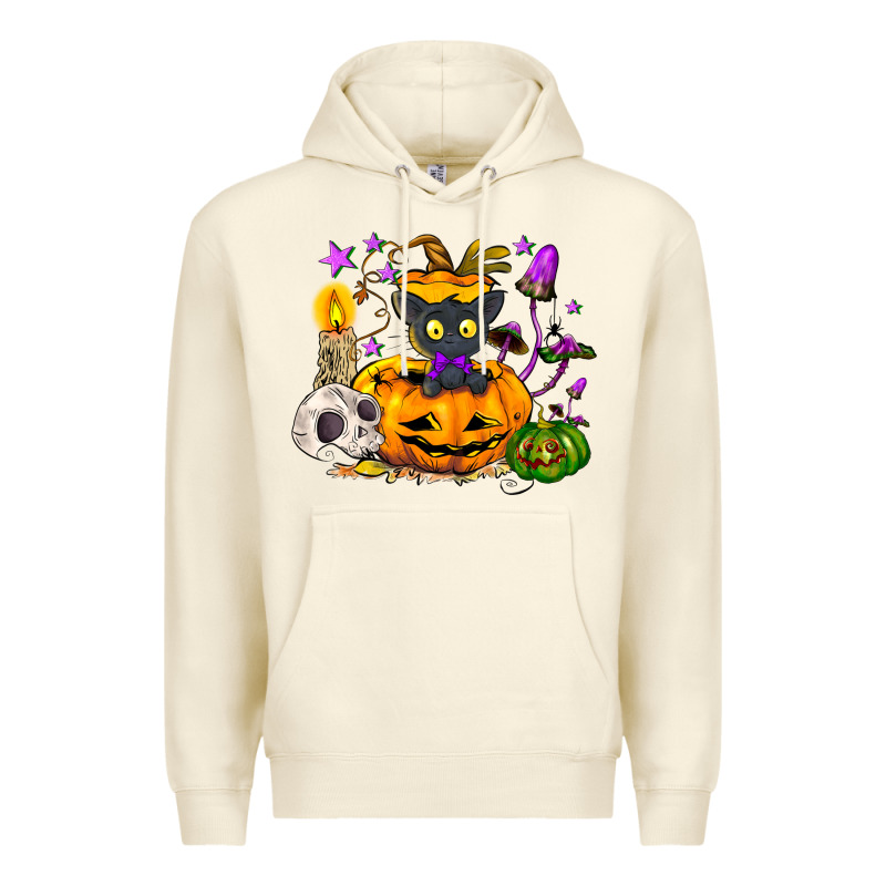 Black Cat Pumpkin Premium Hoodie by NancyCooperArtShop | Teevron