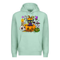 Seafoam Black cat pumpkin Premium Hoodie - NancyCooperArtShop