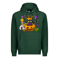 Sports Green Black cat pumpkin Premium Hoodie - NancyCooperArtShop