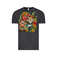 Vintage Black western gnome truck cactus sunflower Vintage Tee - BarkalooDesign