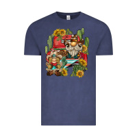 Vintage Denim western gnome truck cactus sunflower Vintage Tee - BarkalooDesign