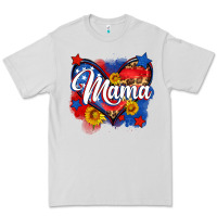 Dove Grey American mama heart Premium Tee - Neo Western