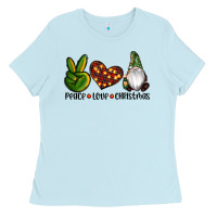 Baby Blue peace love gnomes christmas Ladies Tee - RanaPortraitStore