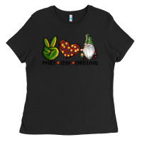 Black peace love gnomes christmas Ladies Tee - RanaPortraitStore
