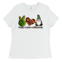 White peace love gnomes christmas Ladies Tee - RanaPortraitStore